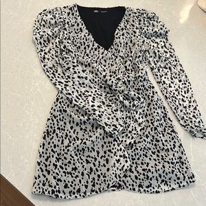 Zara Black and White Printed Dress
